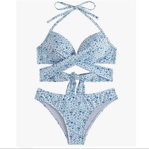 Bikini Set Tie Back Bathing Suit NEVER WORN Size M